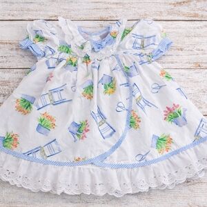 Floral Blue and White Kids Dress
